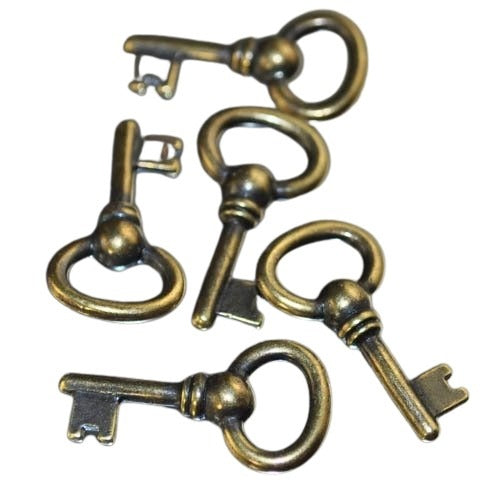 Metal Charm/Pendant - Treasure Box Key - Antiqued Brass