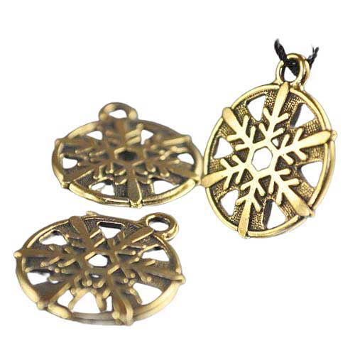 19mm Snowflake Charm Ant Gold Each