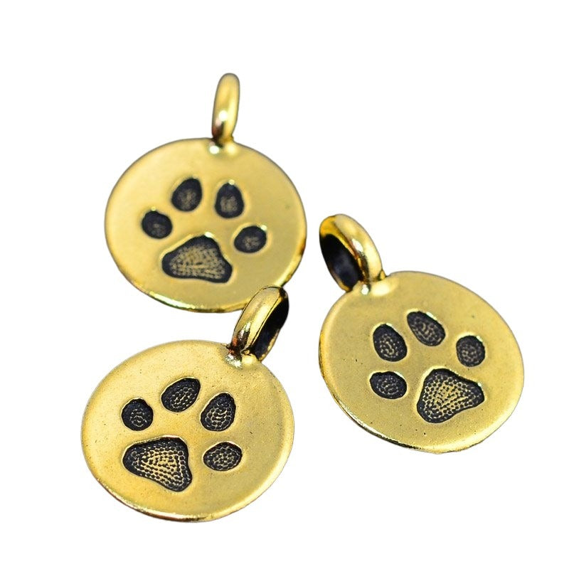 Paw Charm Antique Gold Each