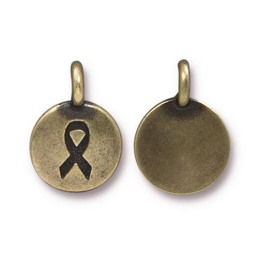 Awareness Ribbon Charm BrassOx Each