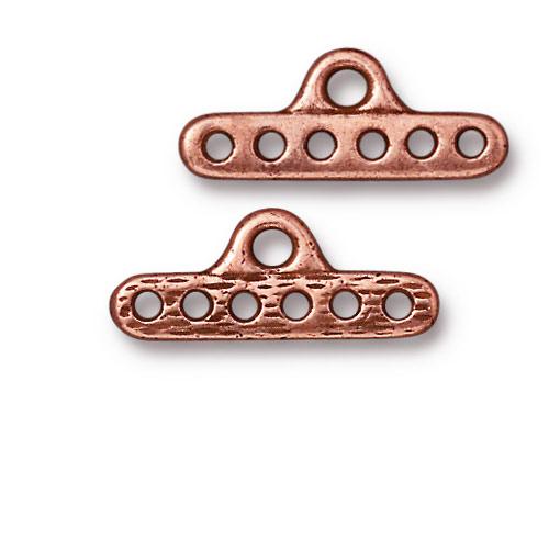 Separator/Connector - 6:1 6 Hole End Bar - Antiqued Copper