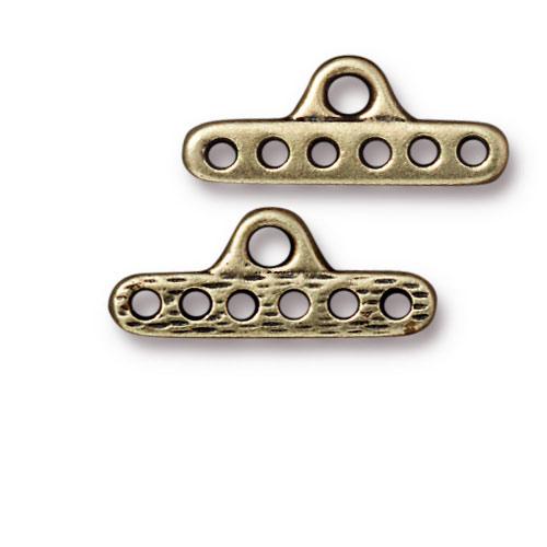 Separator/Connector - 6:1 6 Hole End Bar - Brass Oxide