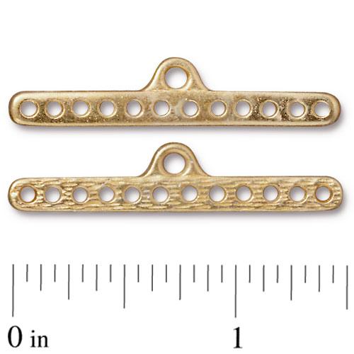 Separator/Connector - 12:1 12 Hole End Bar - Bright Gold