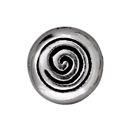 Metal Beads - Spiral Coin - Antiqued Silver