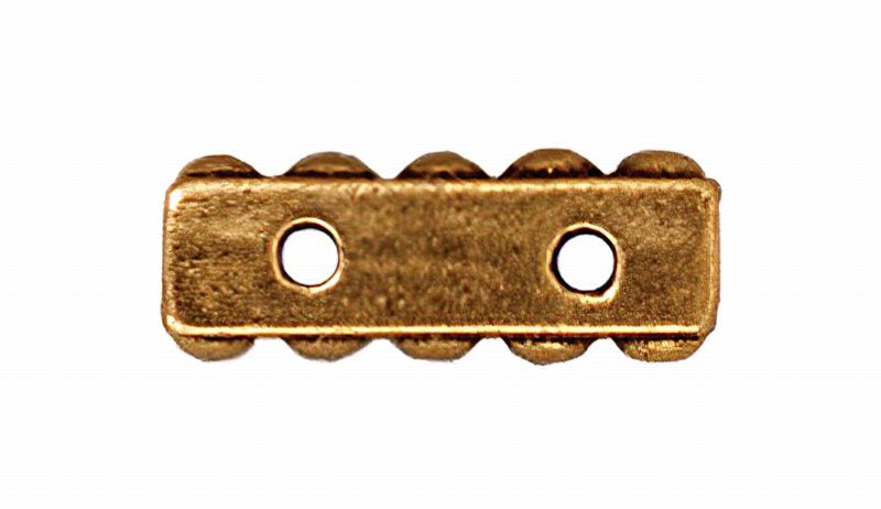 Separator/Connector - 2-Hole Beaded Bar - Antique Gold