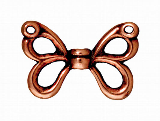 Metal Bead - Open Butterfly Wings - Antiqued Copper