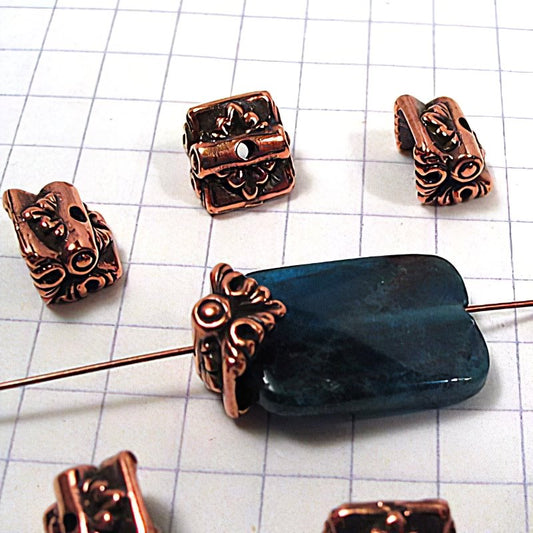 Bead Cap Luna - Decorative Triangle - Antique Copper