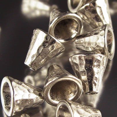 Cone Hammered - 8mm - Bright Rhodium