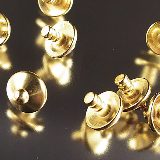 Glue-In End - Basic Style Bead Cap with Post - Bright Gold