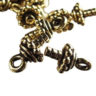 Glue-In End - Stacked Layers Style Cap with Loop - Antique Gold