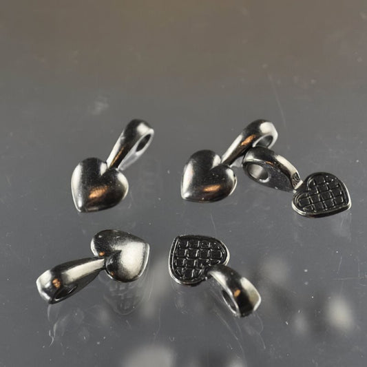 Glue On Bail - Heart Shape Pad - Black