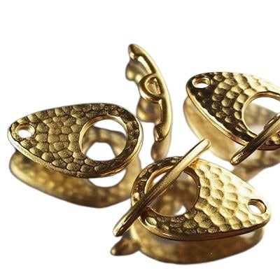 Toggle Clasp - Hammered Teardrop - Goldplated