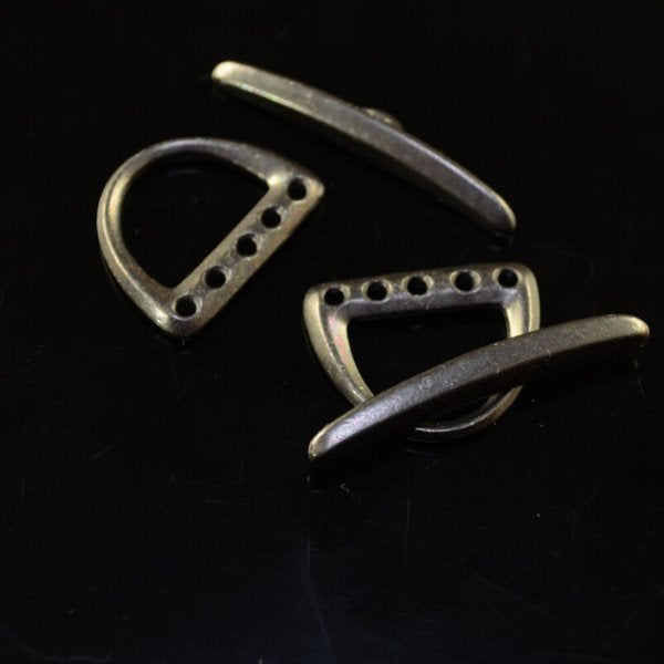 Toggle Clasp - 5-Hole Set - D rings and bar - Black