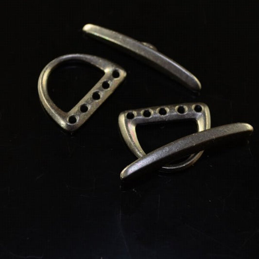 Toggle Clasp - 5-Hole Set - D rings and bar - Black