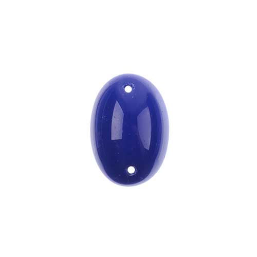 Glass - 13x18mm - 2 Hole Flatback Oval Cabochon - Lapis Blue (6pcs)