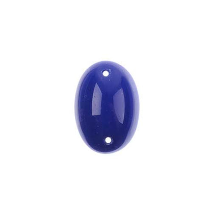 Glass - 13x18mm - 2 Hole Flatback Oval Cabochon - Lapis Blue (6pcs)