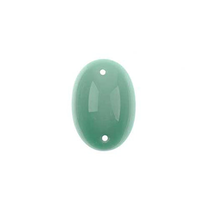 Glass - 13x18mm - 2 Hole Flatback Oval Cabochon - Mint Lustre (6pcs)