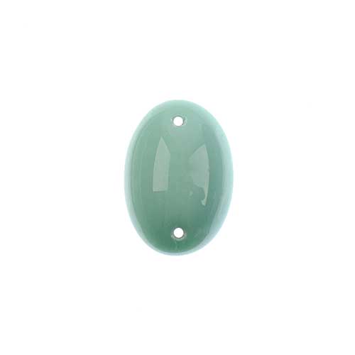 Glass - 13x18mm - 2 Hole Flatback Oval Cabochon - Mint (6pcs)
