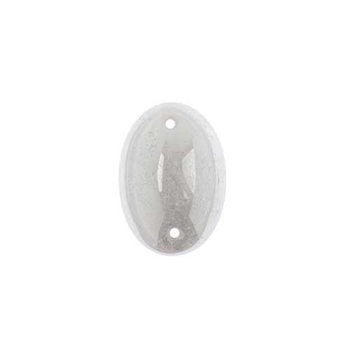 Glass - 13x18mm - 2 Hole Flatback Oval Cabochon - White Pearl Marble (6pcs)
