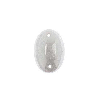 Glass - 13x18mm - 2 Hole Flatback Oval Cabochon - White Pearl Marble (6pcs)