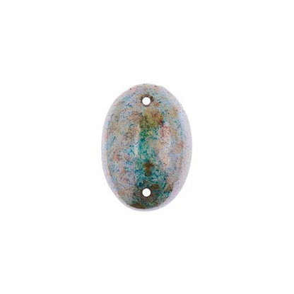 Glass - 13x18mm - 2 Hole Flatback Oval Cabochon - Blue Bronze Marble (6pcs)