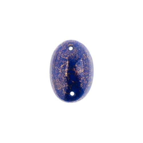 Glass - 13x18mm - 2 Hole Flatback Oval Cabochon - Lapis Marble (6pcs)