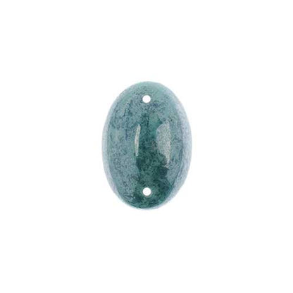Glass - 13x18mm - 2 Hole Flatback Oval Cabochon - Blue Turquoise Marble (6pcs)