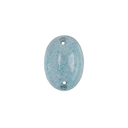 Glass - 13x18mm - 2 Hole Flatback Oval Cabochon - Aqua Marble (6pcs)
