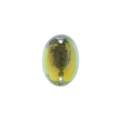 Glass - 13x18mm - 2 Hole Flatback Oval Cabochon - Vitrail (6pcs)