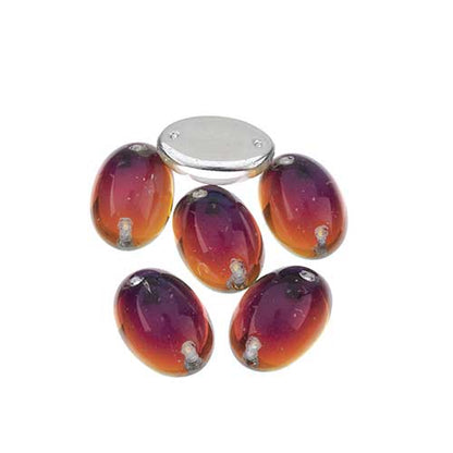 Glass - 13x18mm - 2 Hole Flatback Oval Cabochon - Volcano (6pcs)