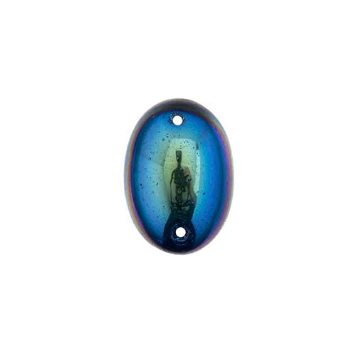 Glass - 13x18mm - 2 Hole Flatback Oval Cabochon - Jet AB (6pcs)