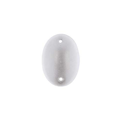 Glass - 13x18mm - 2 Hole Flatback Oval Cabochon - White Pearl Lustre (6pcs)