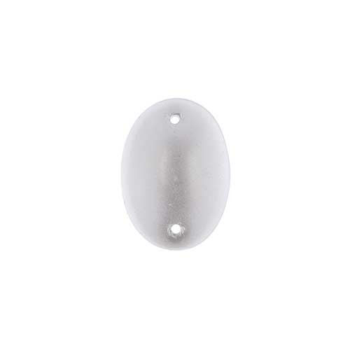 Glass - 13x18mm - 2 Hole Flatback Oval Cabochon - White Pearl Lustre (6pcs)