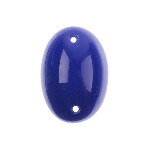 Glass - 18x25mm - 2 Hole Flatback Oval Cabochon - Lapis Blue (6pcs)