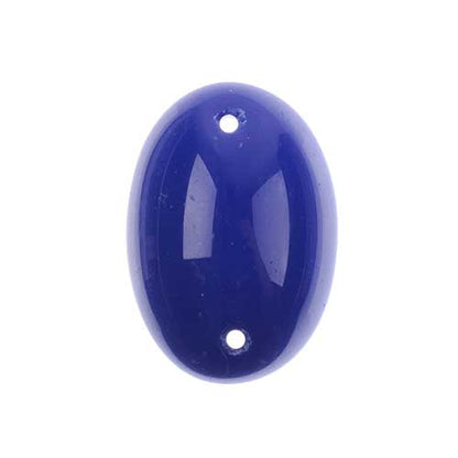 Glass - 18x25mm - 2 Hole Flatback Oval Cabochon - Lapis Blue (6pcs)