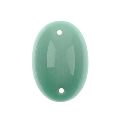 Glass - 18x25mm - 2 Hole Flatback Oval Cabochon - Mint Lustre (6pcs)