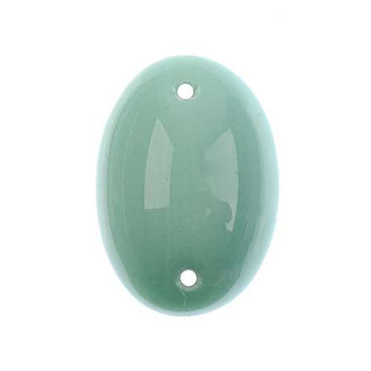 Glass - 18x25mm - 2 Hole Flatback Oval Cabochon - Mint (6pcs)