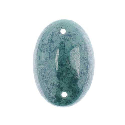Glass - 18x25mm - 2 Hole Flatback Oval Cabochon - Blue Turquoise Marble (6pcs)