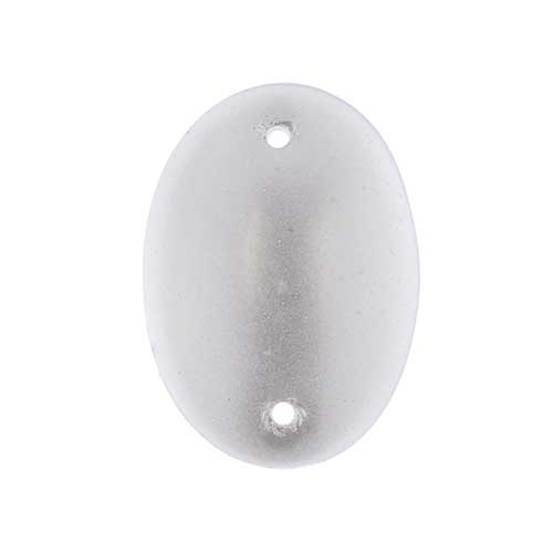 Glass - 18x25mm - 2 Hole Flatback Oval Cabochon - White Pearl Lustre (6pcs)
