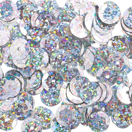 Sequins Round Cup - 10mm - Hologram Silver (Pack)