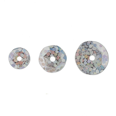 Sequins Round Cup - 6-10mm - Hologram Silver (Pack)