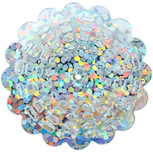 Sequins Flower - 30mm - Hologram Silver (Pack)