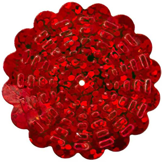 Sequins Flower - 30mm - Hologram Red (Pack)