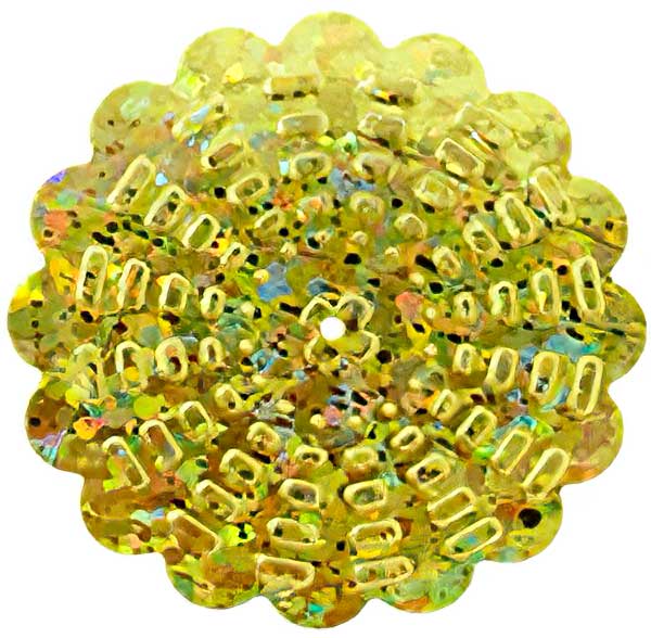 Sequins Flower - 30mm - Hologram Yellow (Pack)