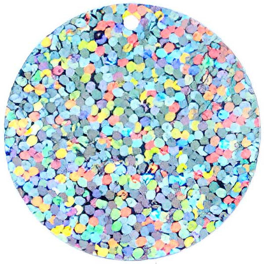 Sequins Round Spangle - 30mm - Hologram Silver (Pack)