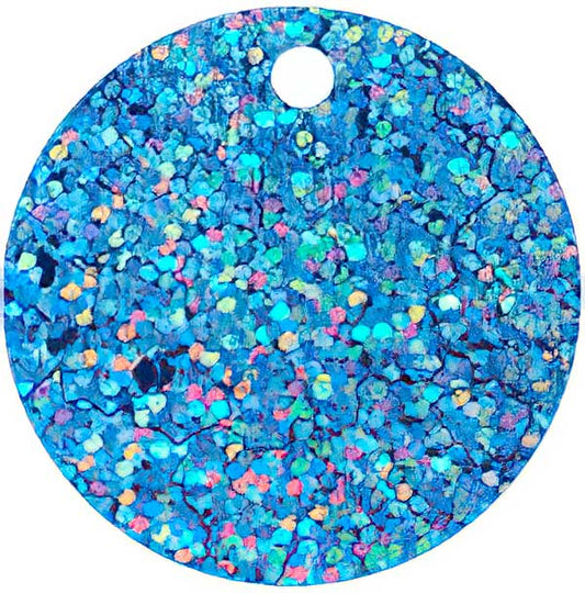 Sequins Round Large Hole Spangle - 40mm - Hologram Blue (Pack)