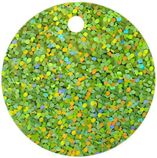 Sequins Round Large Hole Spangle - 40mm - Hologram Lime Green (Pack)