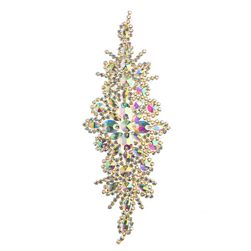 Fashion Embellishment - 9x24cm Crystal Motif Applique Zuma Oval - Crystal AB - G