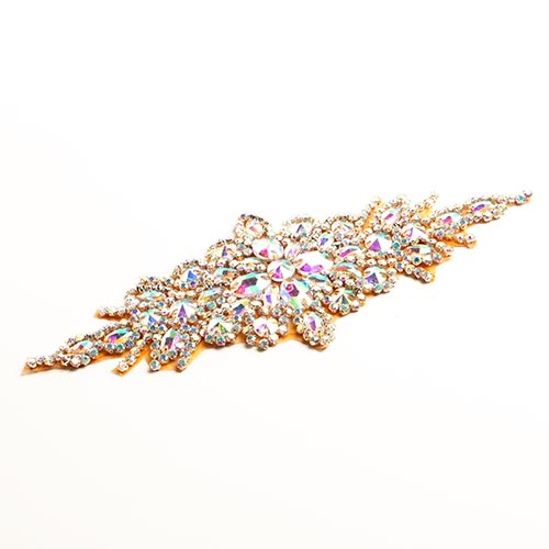 Fashion Embellishment - 9x24cm Crystal Motif Applique Zuma Oval - Light Rose