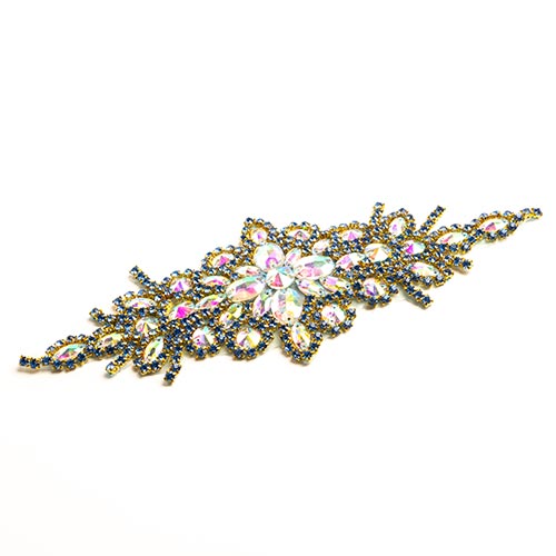 Fashion Embellishment - 9x24cm Crystal Motif Applique Zuma Oval - Crystal AB/Blu